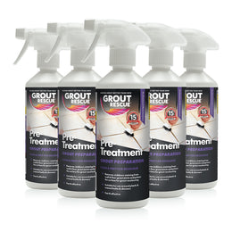 A group shot of Grout Rescue Pre-Treatment 500ml bottles on a white background